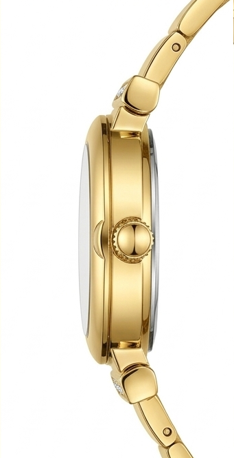 Gold-Emerald Small Round Dial Watch for Women