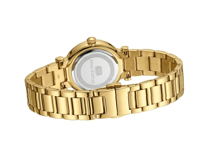 Gold-Emerald Small Round Dial Watch for Women