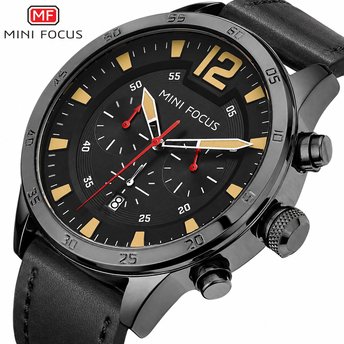 Classic Leather Men's Watch Chronograph Dial with Date Display