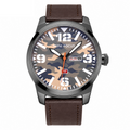 Beige Camouflage Dial Leather Watch for Men