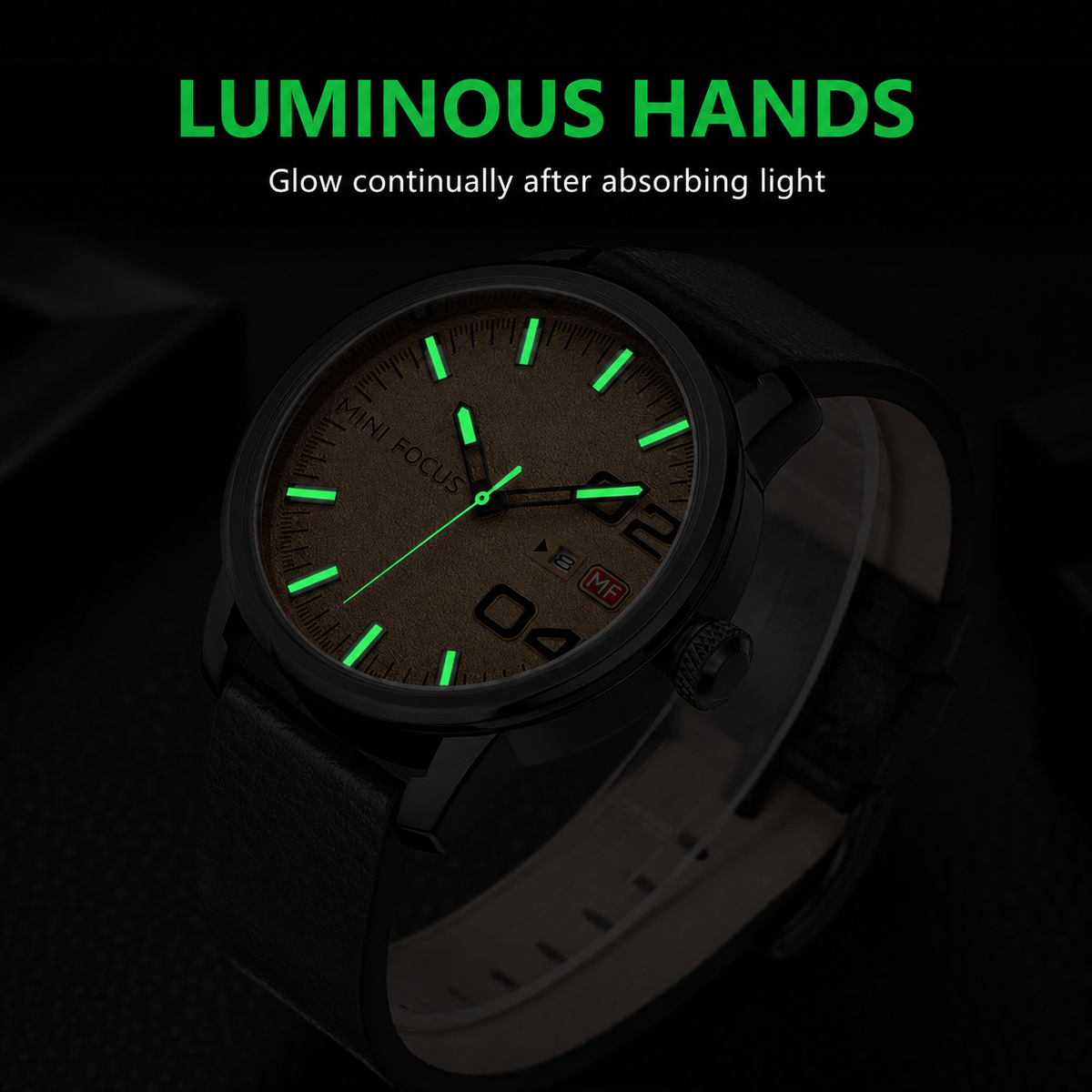 Classic Leather Watch for Men - Earth Dial With Date Display