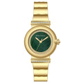 Gold-Emerald Small Round Dial Watch for Women