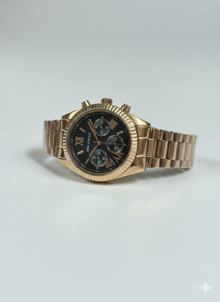 Mini Focus MF0498L.10 Heritage Crown Series in Rose Gold & Black