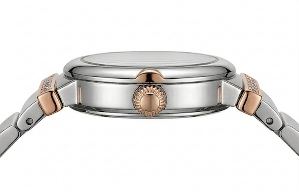 Silver Mother of Pearl Small Round Dial Watch for Women