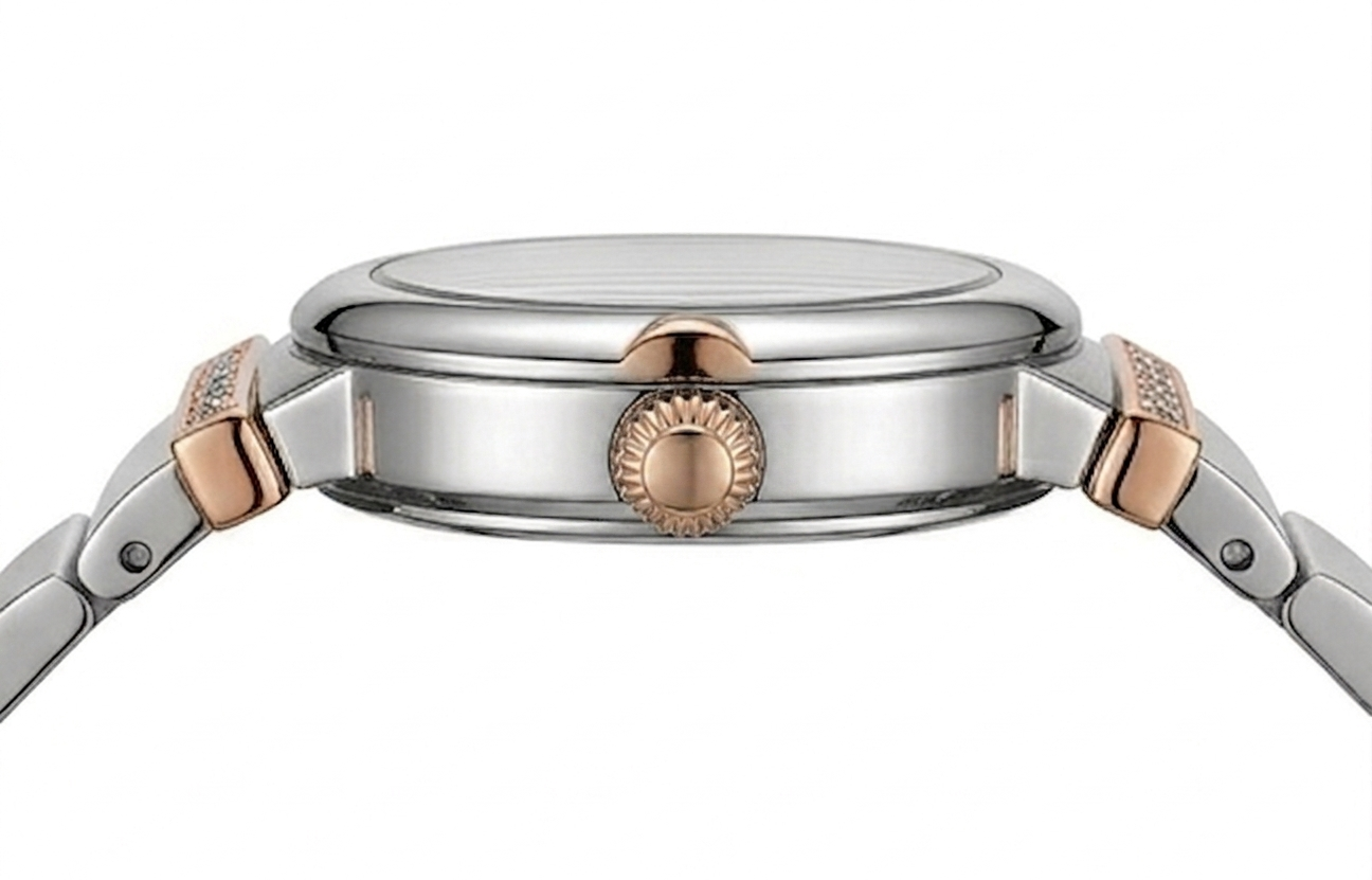 Silver Mother of Pearl Small Round Dial Watch for Women