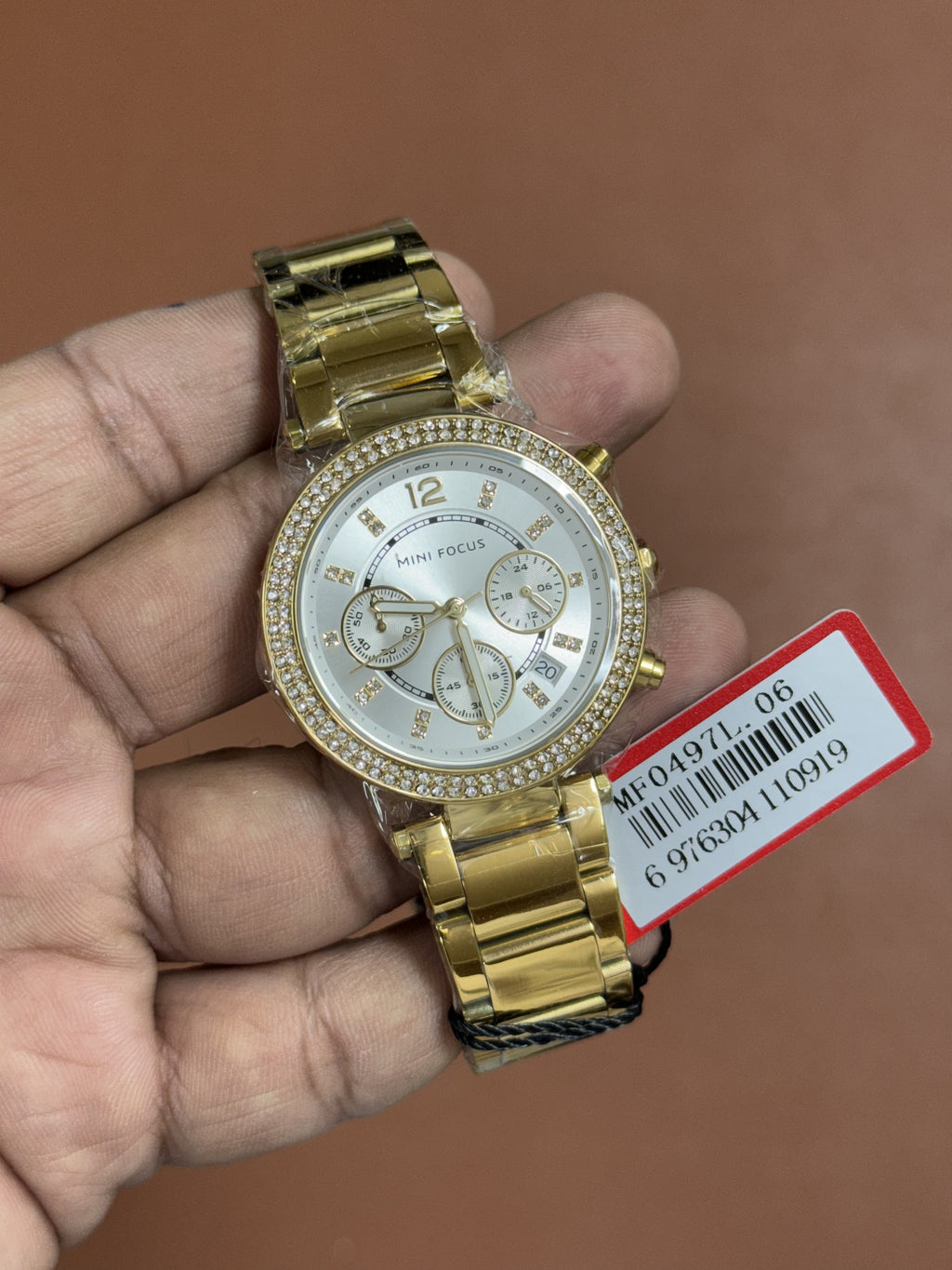 Mini Focus MF0497L.06 Imperial Radiance Chronograph – Gold-Tone Watch with Diamond-Set Bezel
