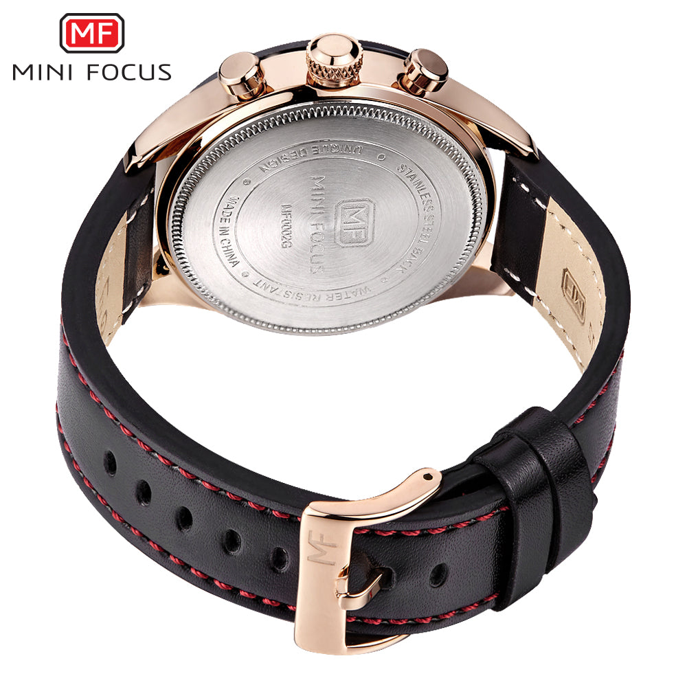 Red Black Dial Leather Watch for Men