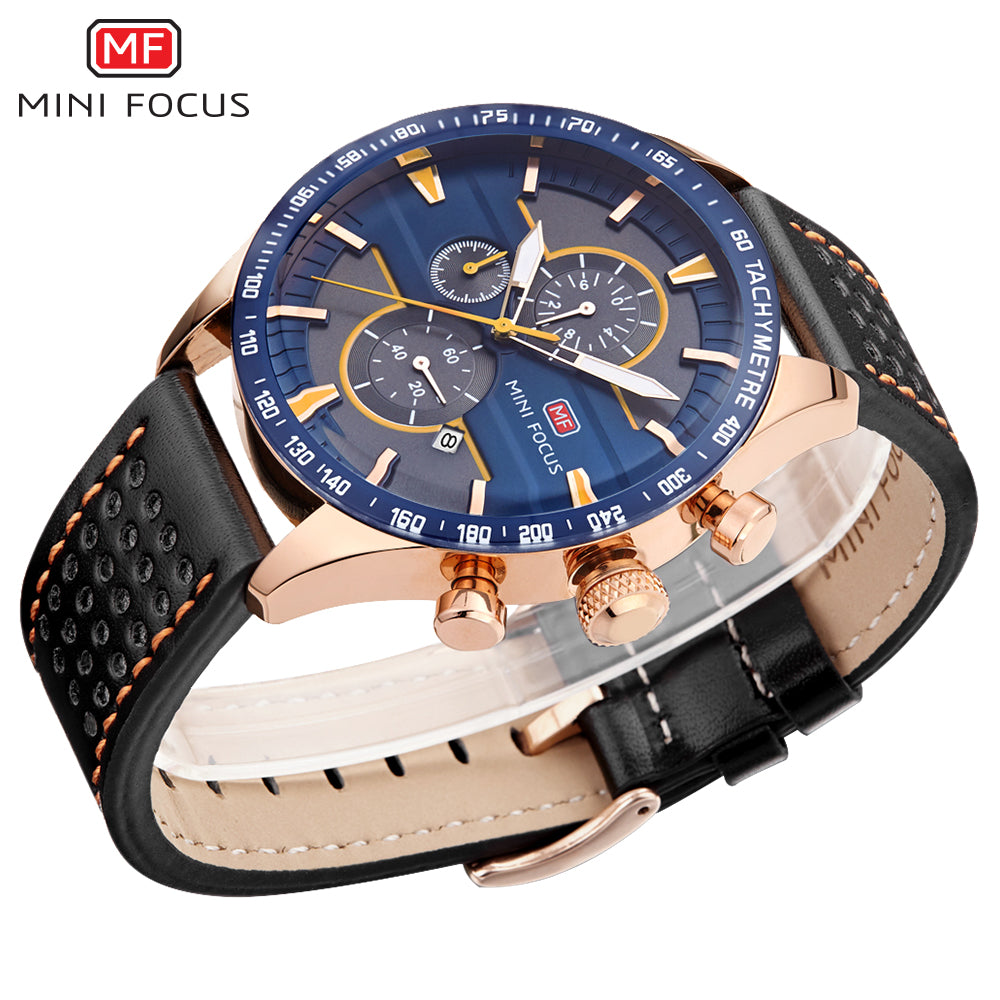 Blue Dial Leather Watch for Men