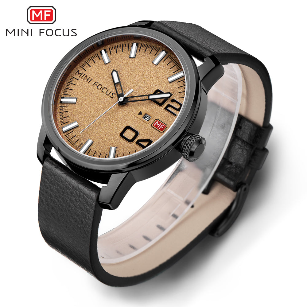 Classic Leather Watch for Men - Earth Dial With Date Display
