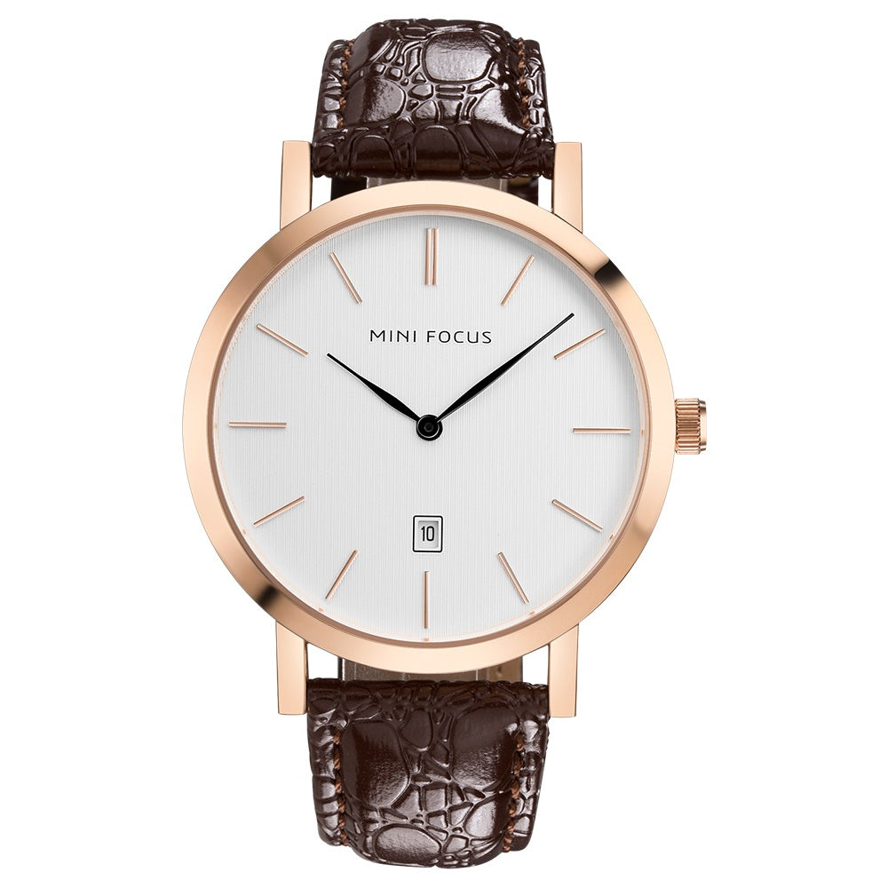 Minimalist White Dial Vintage Leather Watch for Men