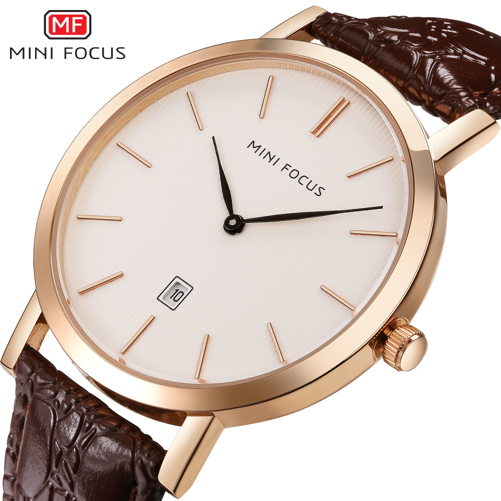 Minimalist White Dial Vintage Leather Watch for Men