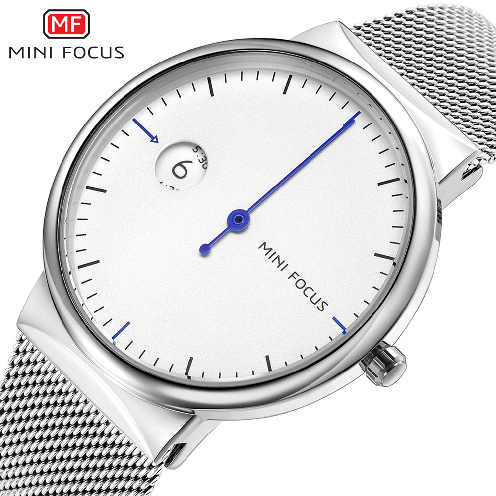 Mini Focus MF0182G.01 One Hand Watch with Date and Hour display - Silver