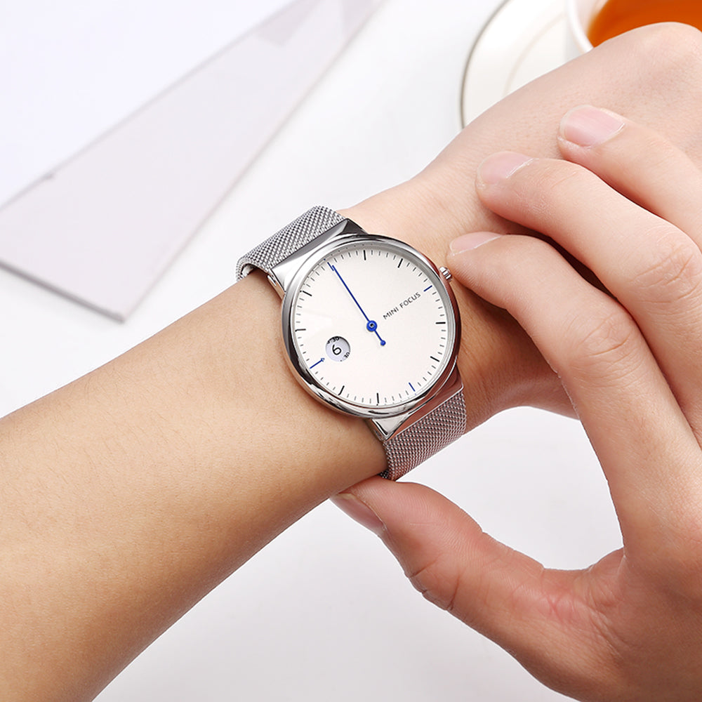 Mini Focus MF0182G.01 One Hand Watch with Date and Hour display - Silver