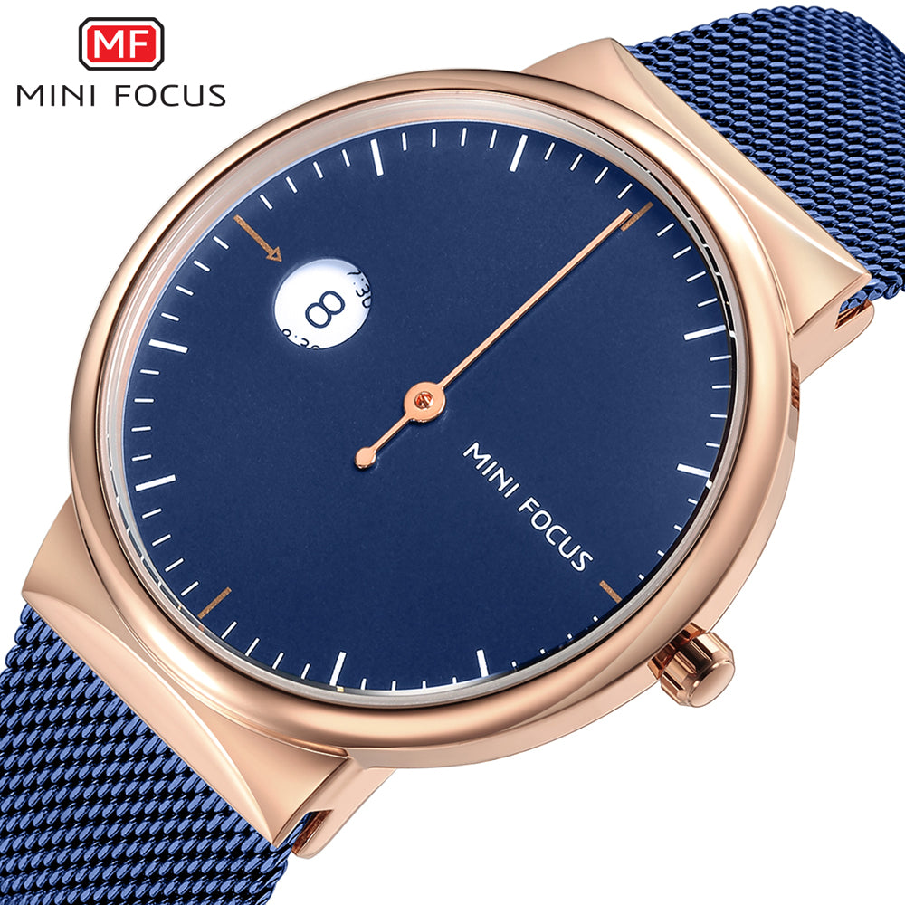 Mini Focus MF0182G.03 One Hand Watch with Date and Hour display - Blue