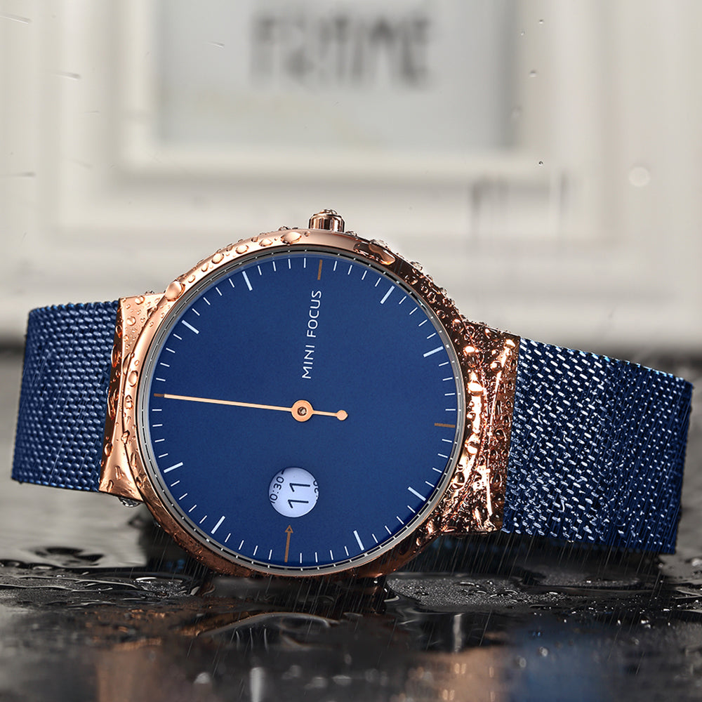Mini Focus MF0182G.03 One Hand Watch with Date and Hour display - Blue