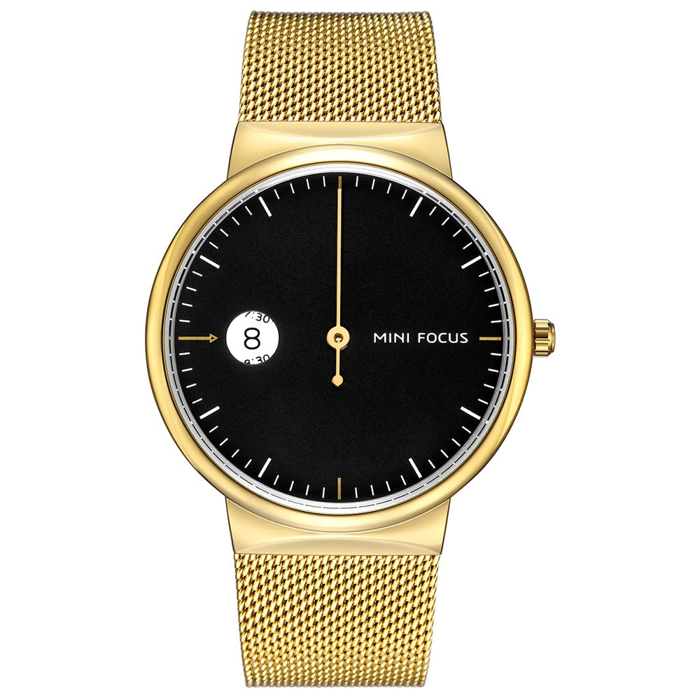 Mini Focus MF0182G.04 One Hand Watch with Date and Hour display - Gold