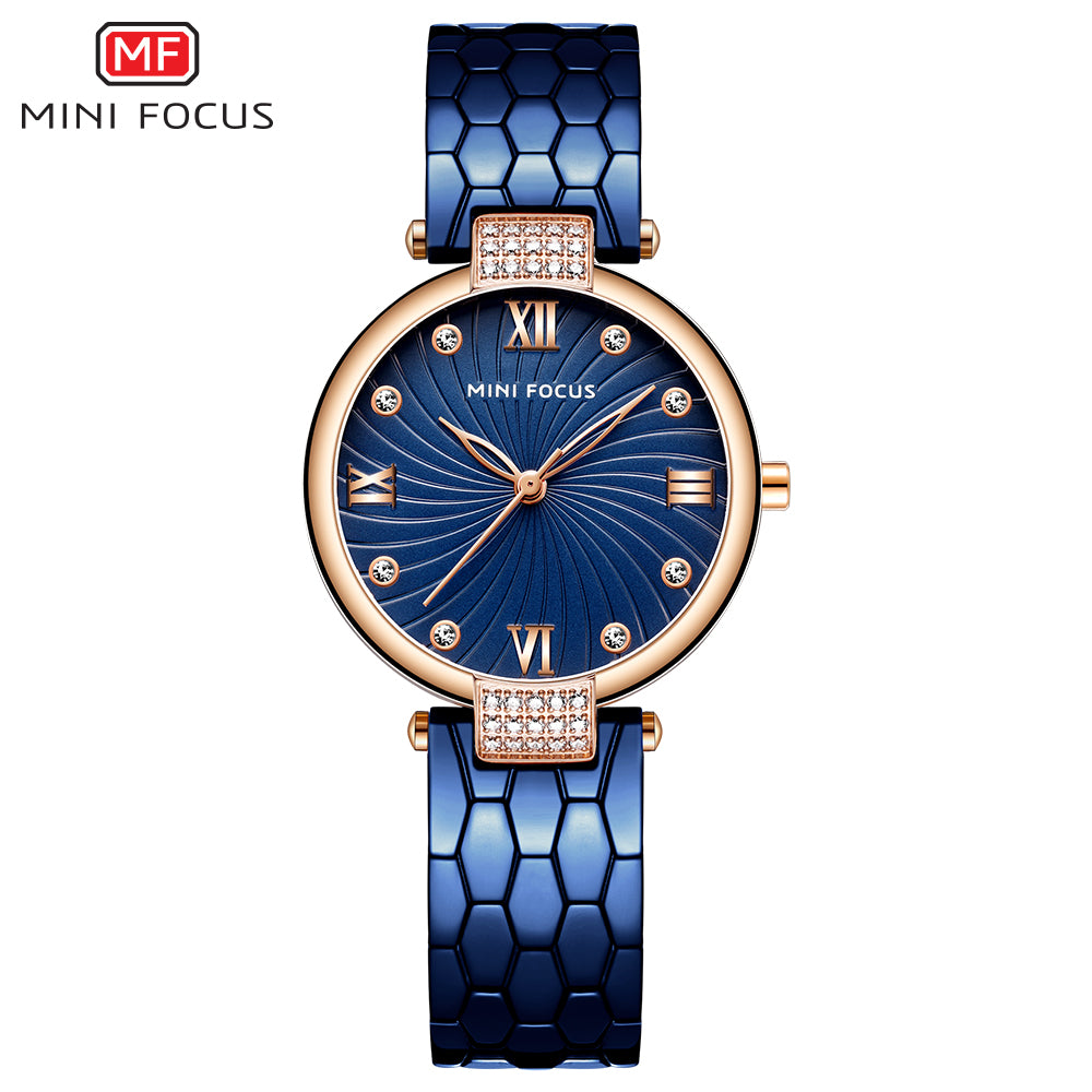 Mini Focus MF0186L.02 Blue Crystal Wave Watch with diamonds