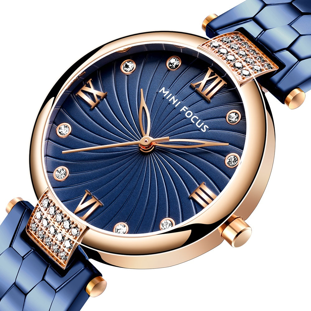 Mini Focus MF0186L.02 Blue Crystal Wave Watch with diamonds