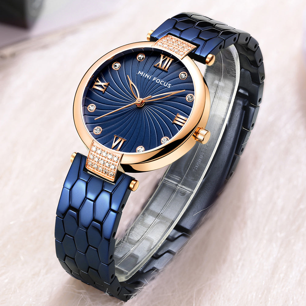 Mini Focus MF0186L.02 Blue Crystal Wave Watch with diamonds