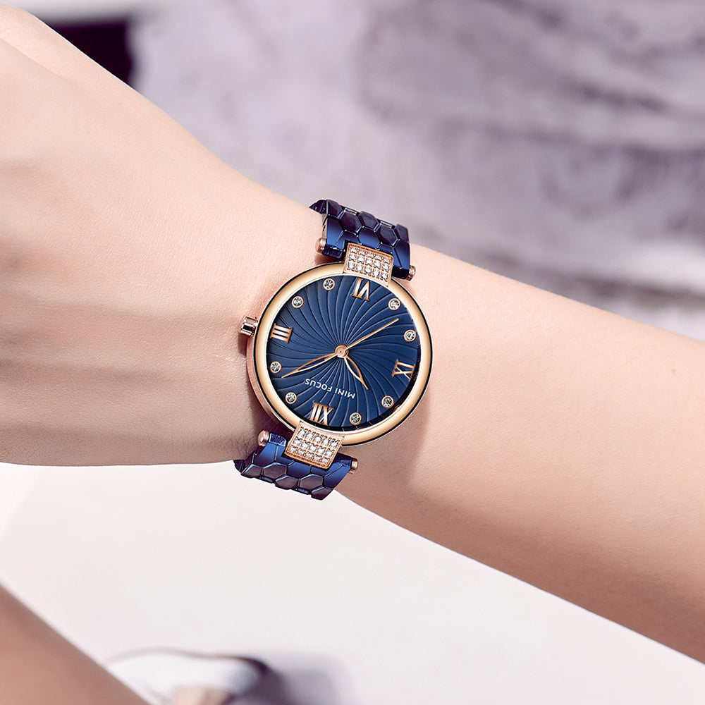 Mini Focus MF0186L.02 Blue Crystal Wave Watch with diamonds
