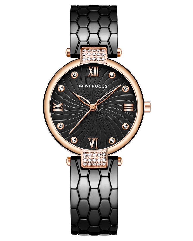 Mini Focus MF0186L.03 Black Crystal Wave Watch with diamonds
