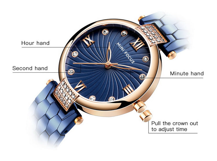 Mini Focus MF0186L.02 Blue Crystal Wave Watch with diamonds