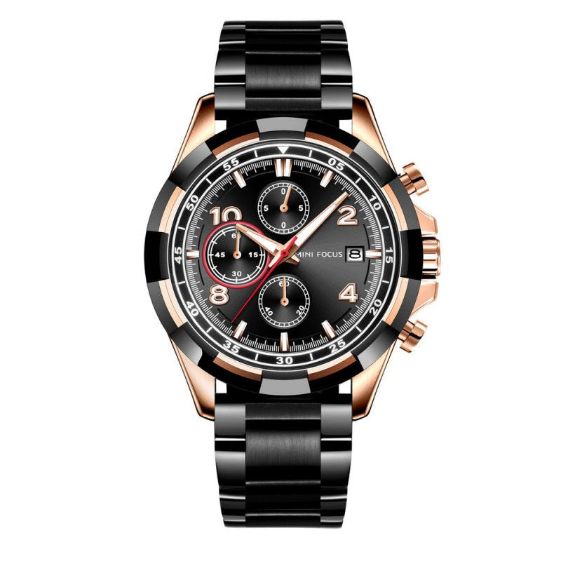 Mini Focus MF0198G.02 Phantom Black Chronograph Silver Case with Date display