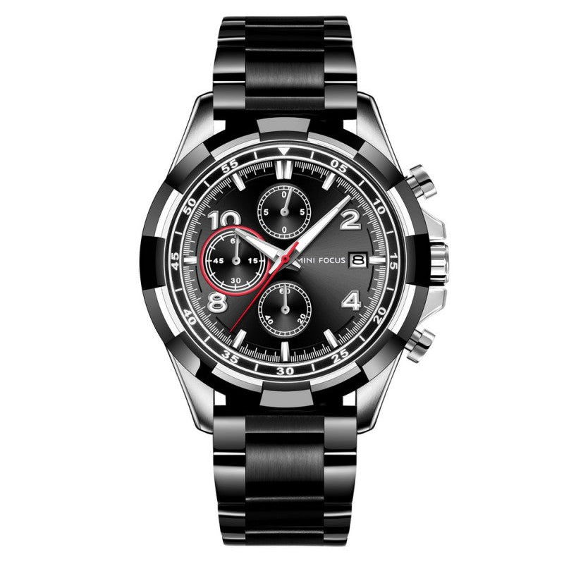 Mini Focus MF0198G.04 Phantom Black Chronograph Rose Gold Case with Date display