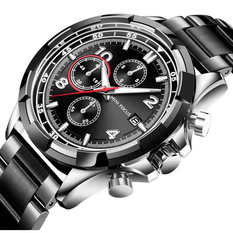 Mini Focus MF0198G.04 Phantom Black Chronograph Rose Gold Case with Date display