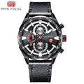MINI FOCUS MF0202G.01 BLACK CHRONOGRAPH DIAL WITH BLACK LEATHER STRAP 45mm