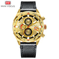 MINI FOCUS MF0202G.04 GOLD CHRONOGRAPH DIAL WITH BLACK LEATHER STRAP 45mm