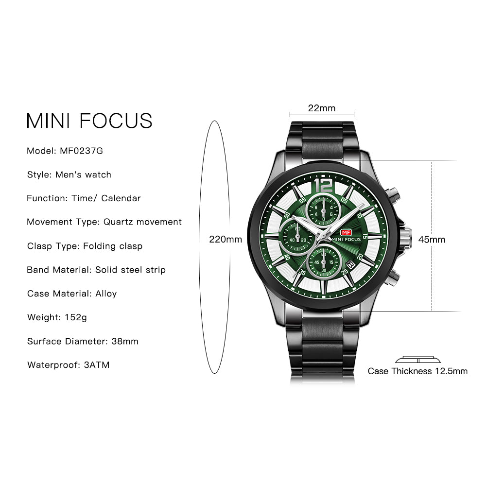 Mini Focus MF0237G.03 – a modern men’s stainless steel chronograph quartz watch
