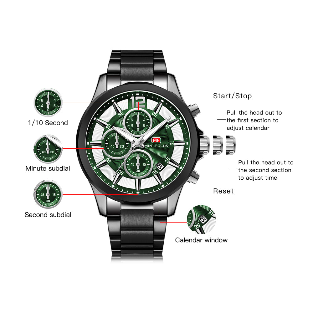 Mini Focus MF0237G.03 – a modern men’s stainless steel chronograph quartz watch