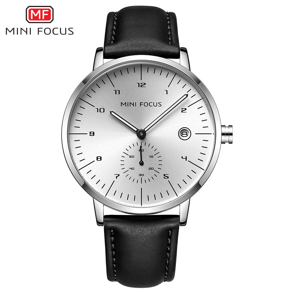 Mini Focus MF0303G.05 Classic Silver Dress Watch for Men with Small Seconds Display