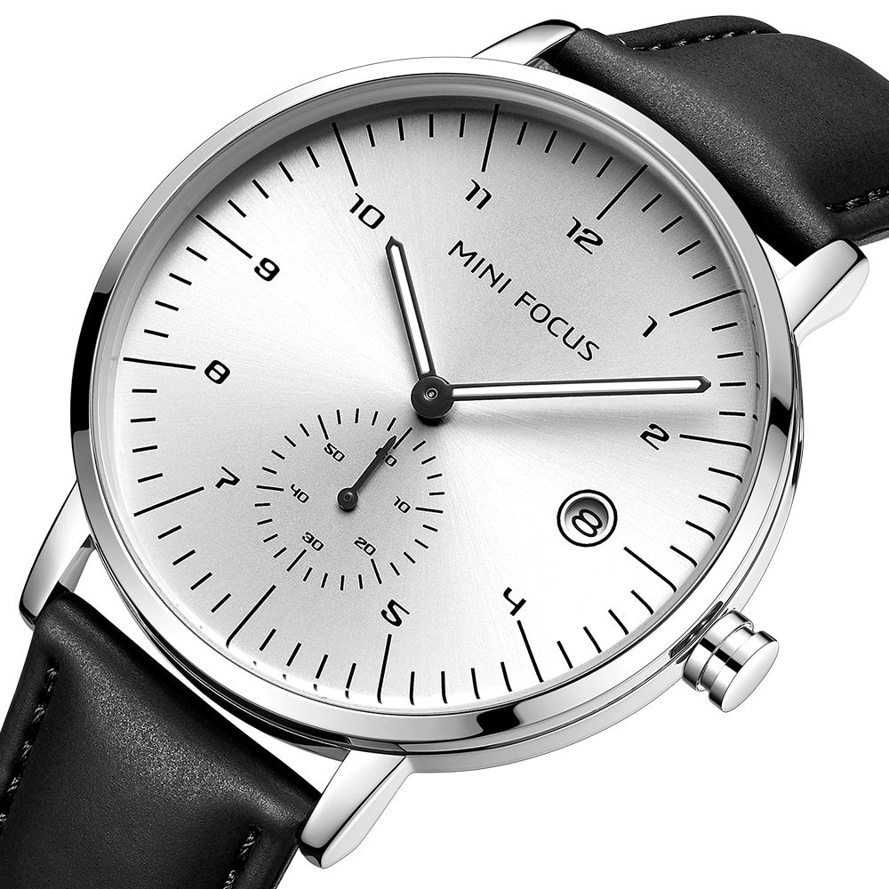 Mini Focus MF0303G.05 Classic Silver Dress Watch for Men with Small Seconds Display