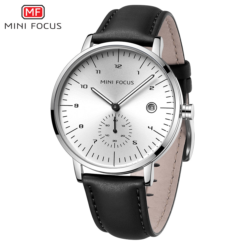 Mini Focus MF0303G.05 Classic Silver Dress Watch for Men with Small Seconds Display