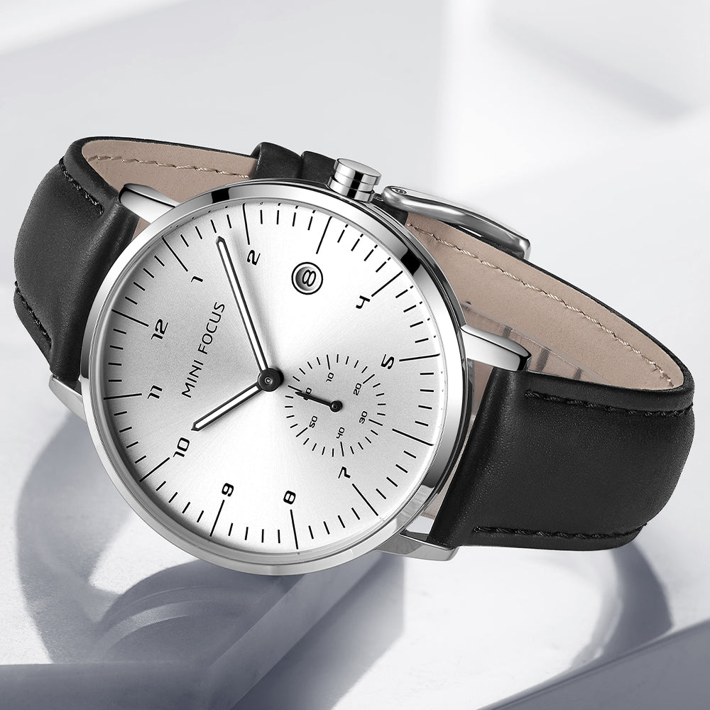 Mini Focus MF0303G.05 Classic Silver Dress Watch for Men with Small Seconds Display