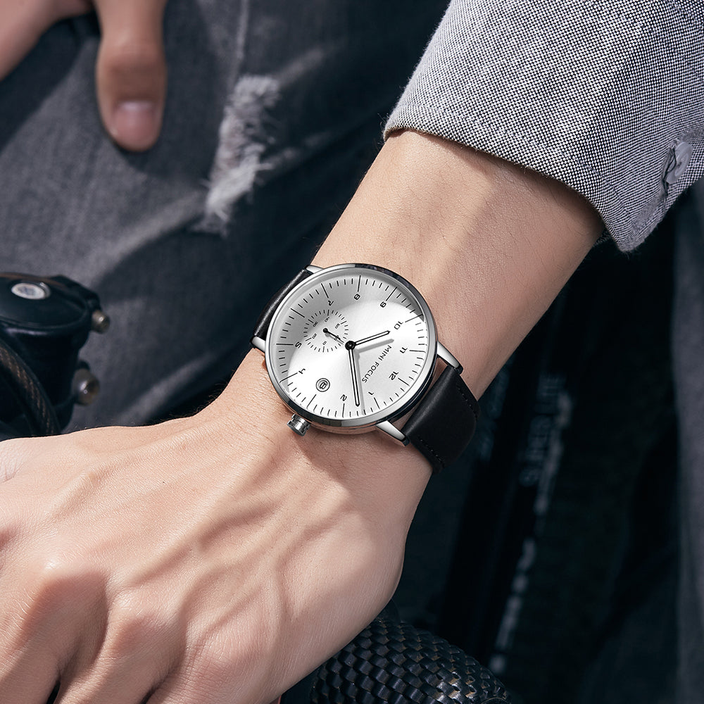 Mini Focus MF0303G.05 Classic Silver Dress Watch for Men with Small Seconds Display