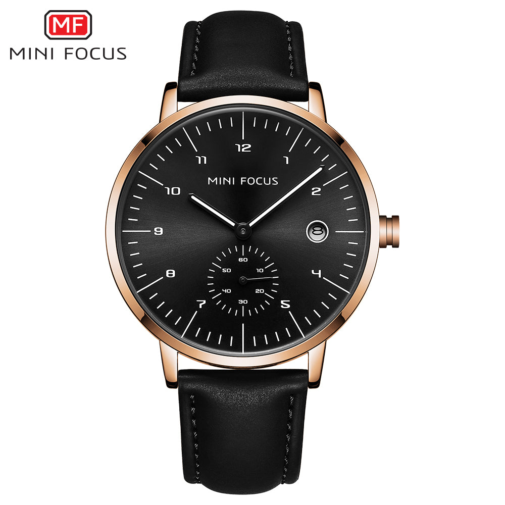 Mini Focus MF0303G.06 Classic Black Dress Watch for Men with Small Seconds Display