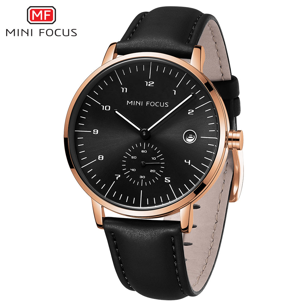 Mini Focus MF0303G.06 Classic Black Dress Watch for Men with Small Seconds Display