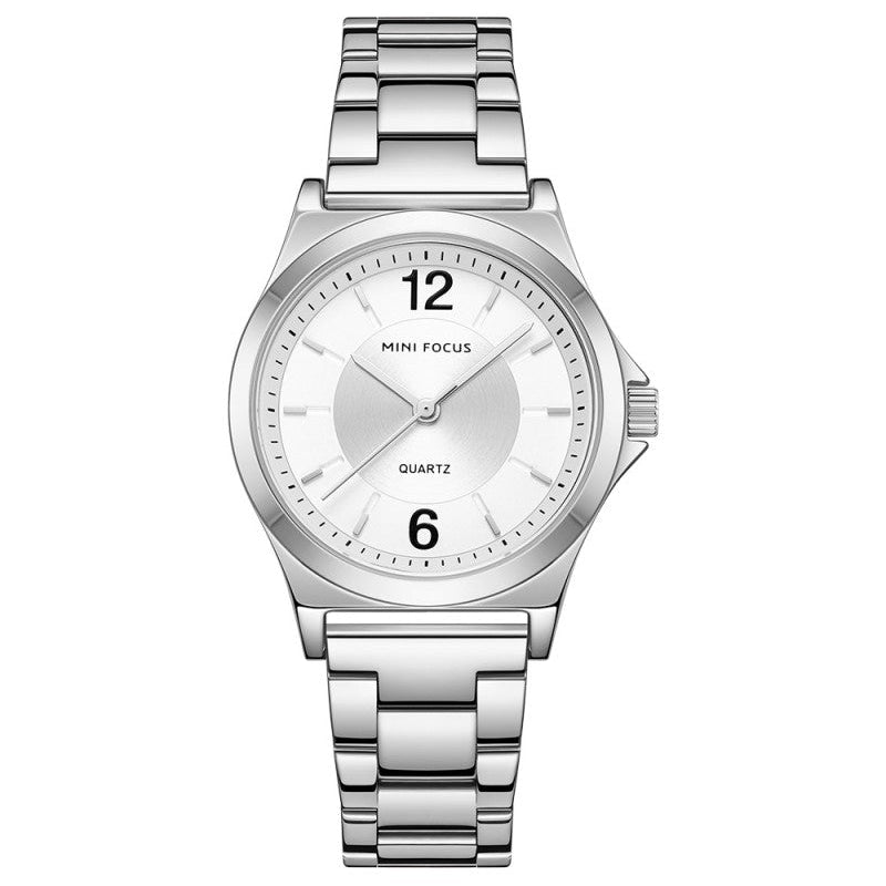 Mini Focus MF0308L.01 Minimalist White Dial with Stainless Steel Bracelet - Silver