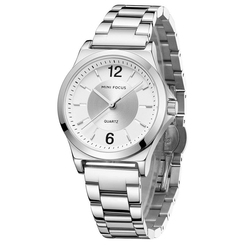Mini Focus MF0308L.01 Minimalist White Dial with Stainless Steel Bracelet - Silver