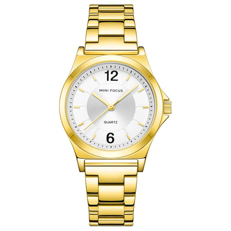 Mini Focus MF0308L.02 Minimalist White Dial with Stainless Steel Bracelet - Gold