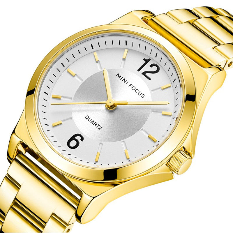 Mini Focus MF0308L.02 Minimalist White Dial with Stainless Steel Bracelet - Gold