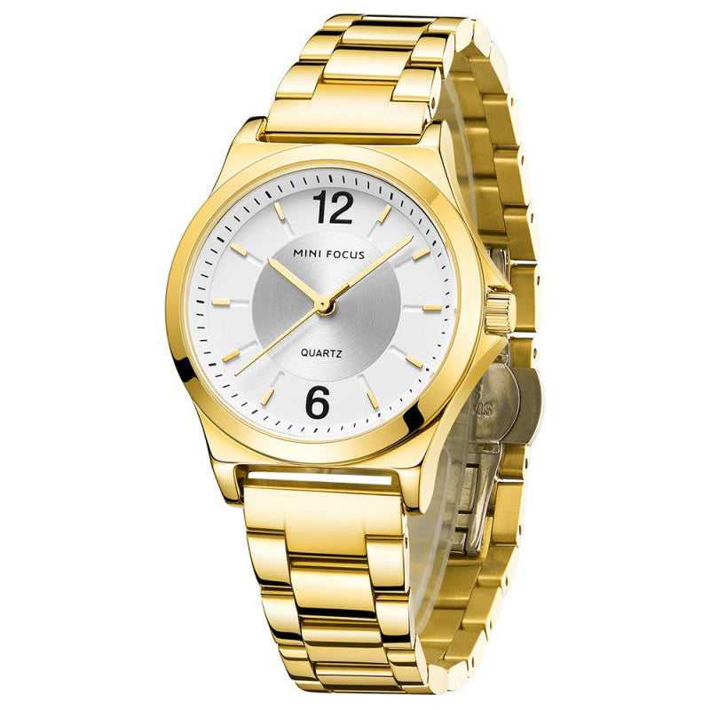 Mini Focus MF0308L.02 Minimalist White Dial with Stainless Steel Bracelet - Gold