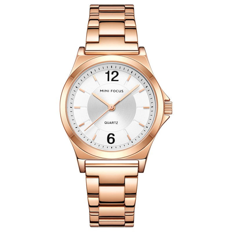 Mini Focus MF0308L.03 Minimalist White Dial with Stainless Steel Bracelet - Rose Gold