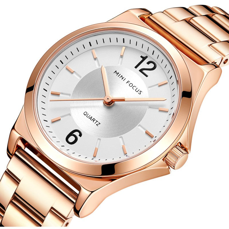 Mini Focus MF0308L.03 Minimalist White Dial with Stainless Steel Bracelet - Rose Gold