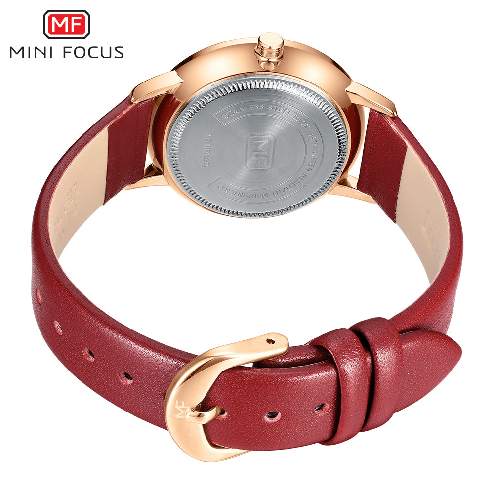 Crimson Red Peacock Print Dial Leather Watch for Women