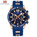 Mini Focus MF0349G.02 Maverick Blue Sports Watch with chronograph dial and Silicon belt