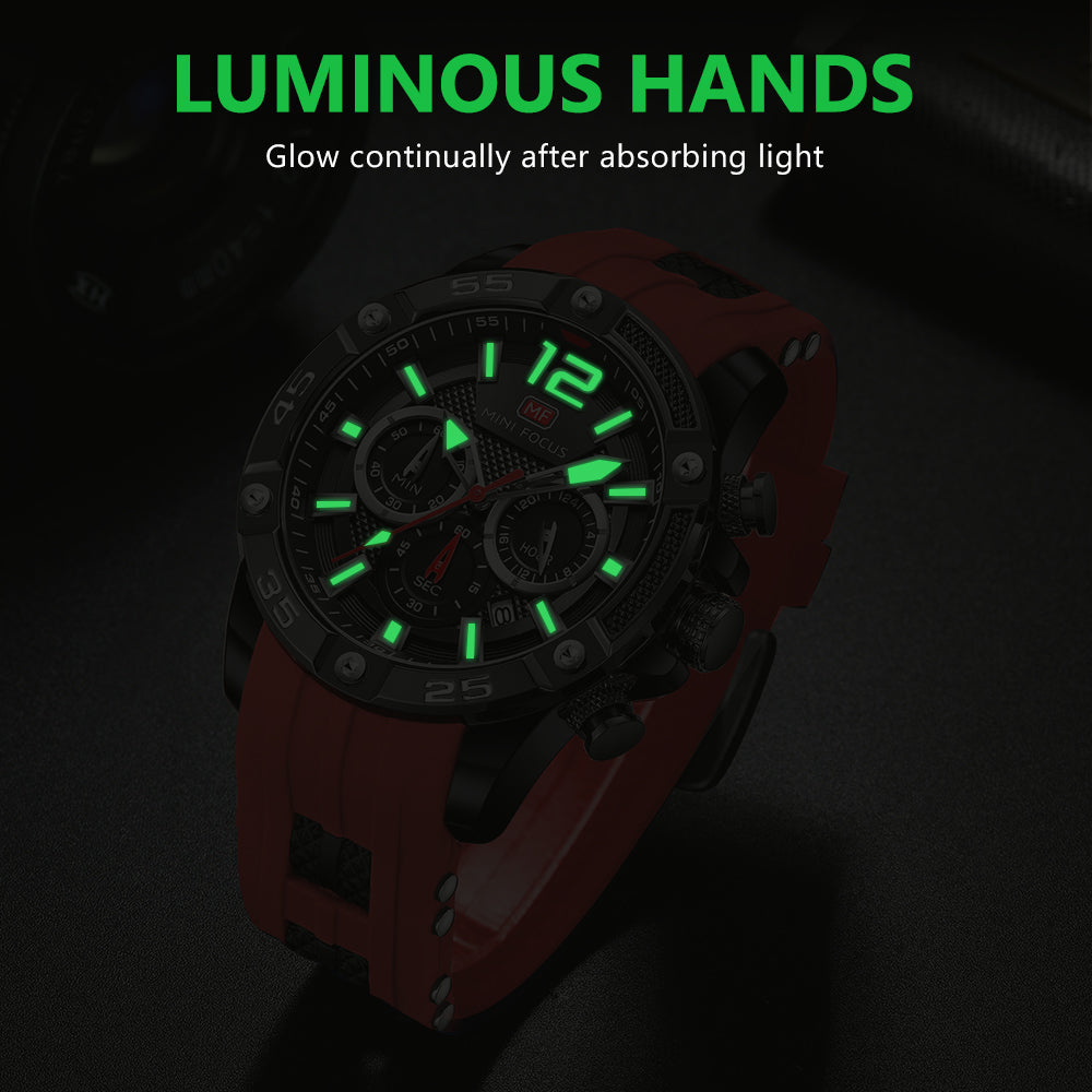 Mini Focus MF0349G.04 Maverick Red Sports Watch with chronograph dial and Silicon belt